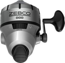 „Zebco 888“ spincast tipo žvejybos ritė, 3 rutuliniai guoliai (2 + sankaba), momentinis atbulinis stabdys, sklandžiai besisukanti platforma, reguliuojamas stabdys, nerūdijančio plieno dangtelis, galingi visiškai metaliniai krumpliai, su iš anksto užvyniot