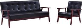 „ZEYUAN“ 2 dalių sofų komplektas, sofa-lova, sofa-lova, sofa su lovos funkcija, atlošiamoji sofa, sofos ir kušetės, juoda dirbtinė oda