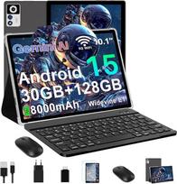 „ZIOVO“ planšetinis kompiuteris, 10 colių, „Android 15“, 30GB RAM + 128GB ROM (TF kortelė iki 2 TB), „Gemini AI“, 5G, „Wi-Fi“, aštuonių branduolių procesorius 2,0 GHz, „Widevine L1“, 8000 mAh, „BT 5.0“, GPS, „Face ID“, planšetinis kompiuteris su klaviat