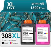 „ZIPRINT 308XL“ rašalo kasetės, skirtos pakeisti „HP 308“ rašalo kasetes; suderinamos su „HP Envy 6120e“, „6132e“, „6532e“, 6520e, 6100e, 6110e, 6122e, 6130e, 6530e spausdintuvams (juodos spalvos / spalvotos, 2 vnt. rinkinys)