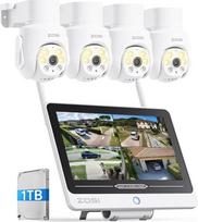 „ZOSI“ 5 MP WLAN lauko stebėjimo kamerų rinkinys su 1 TB NVR monitoriumi | 4 vnt. „WiFi 6“ 360° PTZ kupolinės kameros, dvipusis garso ryšys, dirbtinio intelekto asmenų aptikimas ir sekimas, prožektoriaus signalizacija, spalvotas naktinis matymas