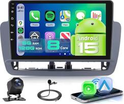 【8 branduolių, 6+128G】 „CarPlay“ ekranas, skirtas „Seat Ibiza“ (2012–2015 m.), 9 colių „Android“ automobilių grotuvas su „Android Auto“, navigacija, „Wi-Fi“, GPS, RDS, FM, „Bluetooth“ ir USB, suderinamas su 360° panoraminėmis kameromis