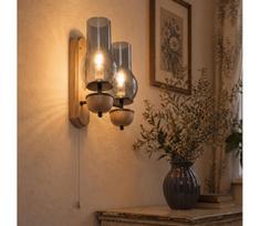 BRILAGI - LED Sieninis šviestuvas COTTAGE 2xE14/40W/230V ąžuolas/dūminė pilka