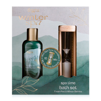 Accentra Winter Spa vonios rinkinys Fresh Pine & Winter Berries su smėlio laikrodžiu