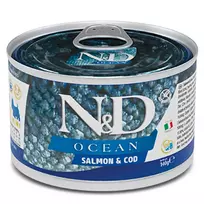 F02222 FARMINA N&D OCEAN - DOG Wet Salmon&Cod ADULT MINI 140 g (pak.6)