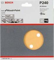 Bosch švitrinis popierius C470 150 mm 5 vnt 240