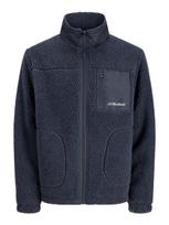 Jack & Jones Junior Flisinis džemperis 'JJESoho' mėlyna dūmų spalva / balta