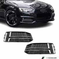 Priešrūkinių Grotelės / Dangteliai, komplektas skirtas Audi A4 B9 (15-19) S-Line, be distroniko, juodos + chromuotos