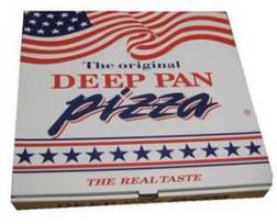 Multi Picos dėžutė 29x29x4,5 cm balta su spaudiniu Deep Pan Pizza, 100 vnt./kartoninėje dėžėje
