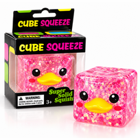 Cube sqeeze – antisresinis squishy žaislas ančiukas, rožinis