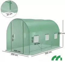 Pakaitinis dangtis sodo tuneliui, šiltnamio plėvelė, 7.5 kvadratiniai metrai, 2.5x3x2m, UV apsauga, žalia