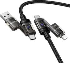 Kabelis 4in1 USB A/C į USB C/Lightning Hoco 240W 1,2 m U151 juodas