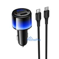 Car charger Hoco USB A + 2xUSB C PD QC3.0 37W + cable USB C to C Z69A black