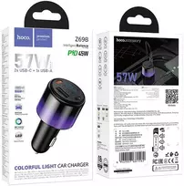 Automobilinis įkroviklis Hoco USB A + 2xUSB C PD QC3.0 57W Z69B juodas