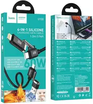 Kabelis 4w1 USB A/USB C į USB C/Lightning Hoco 3A 60W 1,2 m U155 juodas