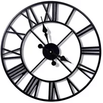 Sieninis laikrodis 50 cm, retro stiliaus, metalinis, juodas, tylus, vintažinis, senovinis, klasikinio dizaino