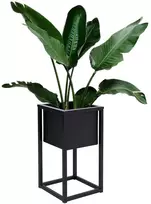 Palėpės stiliaus augalų stovas CONCOVE 40 cm, juodo metalo gėlių stovas, kambarinis vazonų laikiklis, gėlių lentyna, metalinis stovas augalams
