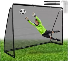 Futbolo vartai 240 x 170 cm, tvirtas tinklas, juodas plieno rėmas, treniruotėms, sodui, futbolo varteliai