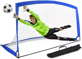 Treniruočių futbolo vartai 2.00 m, lengvai surenkami, nešiojami, su uždangalu, mėlyni, sodo vartai, mini futbolo vartai