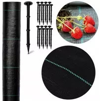 Piktžolių plėvelė 70 g/m², 1.1 x 50 m, 50 smeigtukų, agroplėvelė, daržo danga, sodo plėvelė, žemės danga