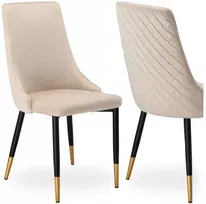 Velvetinis valgomojo kėdė, smėlio spalvos, modernus dizainas, dygsniuota, ergonomiška, patogi virtuvės kėdė su atlošu