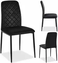 Aksominis valgomojo kėdė svetainei, dygsniuotas dizainas, juodos metalinės kojos, 90 cm aukščio, minkšta kėdė su atlošu, moderni valgomojo kėdė