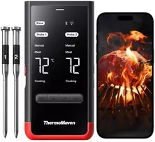 Belaidis mėsos termometras Thermomaven P2, su 2 zondais ir ekranu, Bluetooth ir Wi-Fi, juodas