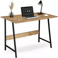 Kompiuterio stalas namams Skagen Craft, vintažinis, lofto, industrinio stiliaus, juodos ir rudos spalvos, rašomasis stalas biurui