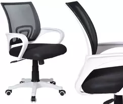 Ergonomiška biuro kėdė, balta/juoda, reguliuojamas aukštis, atlošiama nugara, TILT mechanizmas, tinklinė nugara, darbo kėdė, kompiuterio kėdė
