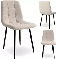Smėlio spalvos boucle valgomojo kėdė, minkštas Teddy audinys, metalinės kojos, modernus dizainas, akcento kėdė, virtuvės kėdė, svetainės kėdė, šiuolaikiška kėdė