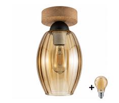 BRILAGI - LED lubinis šviestuvas R GLASS 1xE27/60W/230V skersm. 17 cm ąžuolas/dūminė smėlio spalva