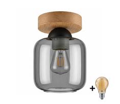 BRILAGI - LED lubinis šviestuvas R GLASS 1xE27/60W/230V Ø 14 cm ąžuolas/dūminė pilka