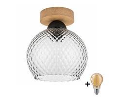 BRILAGI - LED Lubinis šviestuvas R GLASS 1xE27/60W/230V Ø 18 cm ąžuolas/dūminė pilka