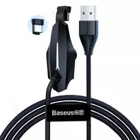 Kabelis USB2.0 A kištukas - USB C kištukas 1.2m su laikikliu Juodas