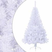 vidaXL Dirbtinė pusinė Kalėdų eglutė su stovu, balta, 120cm, PVC