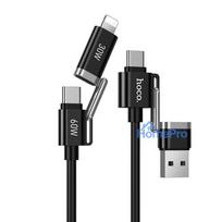 Cable 4w1 USB A / USB C do USB C / Lightning Hoco 3A 60W 1,2 m U155 black