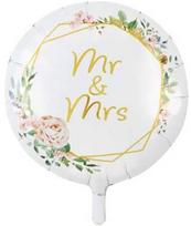 Globos Europe Bv Balta folijos balionas Mr & Mrs, 46 cm