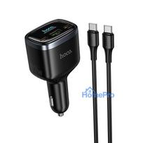 Car charger Hoco USB A + 2xUSB C PD QC3.0 93W with USB C to C cable Z70 black