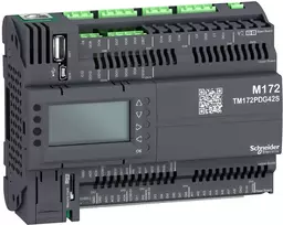 Schneider PLC HVAC valdiklis Modicon M172 12DI 12AI 12DO 6AO ekranas Ethernet CAN RS485 USB SD (TM172PDG42S)
