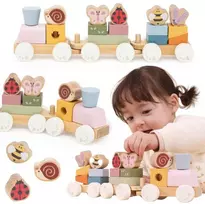 Viga Toys Traukinių rinkinys Viga, medinė konstrukcija