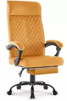 Hells Chair Biuro kėdė su kojų atrama ir spyruokline sėdyne, audinys, garstyčių geltona