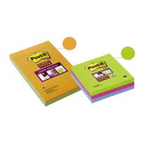 Lipnūs lapeliai  POST-IT SUPER STICKY ULTRA, 101x152mm, įvairios spalvos, 3 vnt./pak.