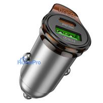 Car charger Hoco USB A + USB C QC3.0 PD 43W + cable USB C to USB C NZ16A metal gray