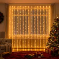 Užuolaidų girlianda 600 LED Šilta balta 600 x 300 cm