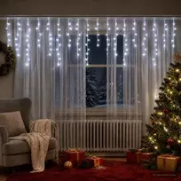 Užuolaidų girliandos 798 LED Šalta balta 2000 x 72 cm