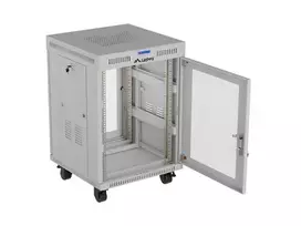 PASTATOMA 19" 15U 600 × 800 PILKA RACK SPINTA SU PERFORUOTOMIS DURIMIS IR LCD EKRANU, LANBERG (FLAT PACK)