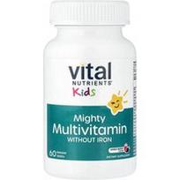 Vital Nutrients, Vaikams, galingi multivitaminai be geležies, mišrių uogų, 60 tirpstančių tablečių