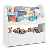 Vaikų žaislų laikymo organizatorius su 2 ratukais varomais stalčiais 82,6x30,5x76,2 cm natūralios/baltos spalvos