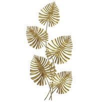 Sienų dekoracija monstera lapų motyvu, metalinė, 83 cm, auksinė
