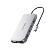 Orico XCR 12-in-1 USB-C Docking Station 3x USB-A 3.1 1x USB-A 2.0 1x USB-C PD 100W 1x USB-C 3.1 1x HDMI 1.4 4K 30 Hz 1x VGA 1080p 1x SD 3.0 1x microSD 3.0 1x RJ45 Gigabit Ethernet 1x 3.5 mm CTIA audio